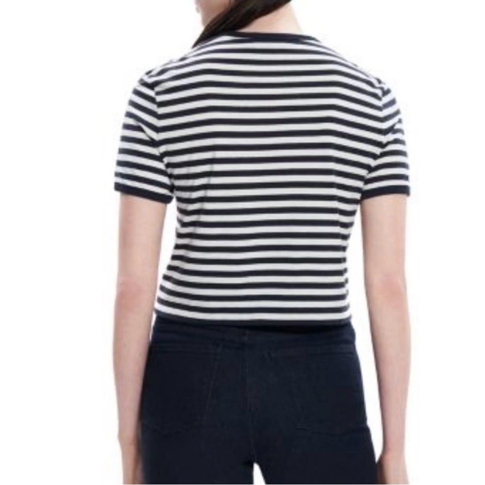 Theory PIMA COTTON Perfect Tee Clinton Stripe T-Shirt LARGE black white soft - Picture 4 of 9